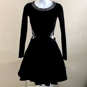 Marciano Black Dress with Beaded Neckline and sides